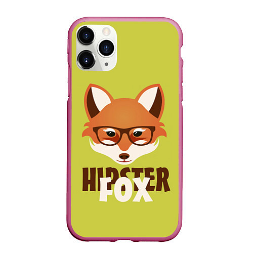 Чехол iPhone 11 Pro матовый Hipster Fox / 3D-Малиновый – фото 1