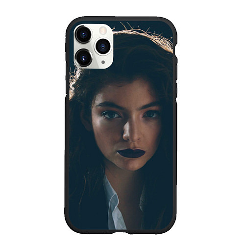 Чехол iPhone 11 Pro матовый Lorde: Black lips / 3D-Черный – фото 1