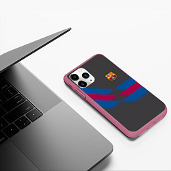 Чехол iPhone 11 Pro матовый Barcelona FC: Dark style, цвет: 3D-малиновый — фото 2