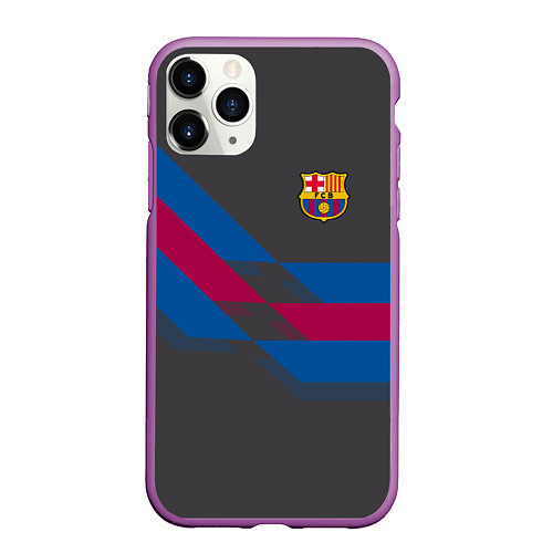 Чехол iPhone 11 Pro матовый Barcelona FC: Dark style / 3D-Фиолетовый – фото 1