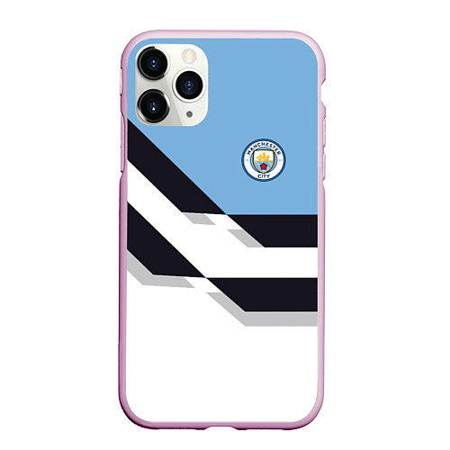 Чехол iPhone 11 Pro матовый Manchester City FC: White style / 3D-Розовый – фото 1