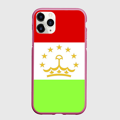 Чехол iPhone 11 Pro матовый Флаг Таджикистана / 3D-Малиновый – фото 1