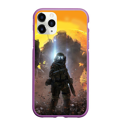 Чехол iPhone 11 Pro матовый Titanfall: Robots War / 3D-Фиолетовый – фото 1