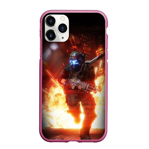 Чехол iPhone 11 Pro матовый Titanfall fighter runs / 3D-Малиновый – фото 1