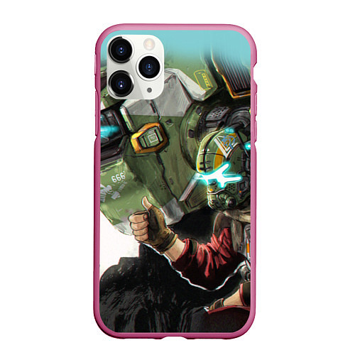 Чехол iPhone 11 Pro матовый Titanfall / 3D-Малиновый – фото 1