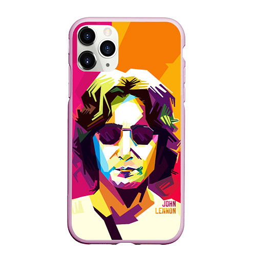 Чехол iPhone 11 Pro матовый Джон Леннон: фан-арт / 3D-Розовый – фото 1