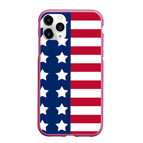 Чехол iPhone 11 Pro матовый USA Flag / 3D-Малиновый – фото 1