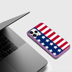 Чехол iPhone 11 Pro матовый USA Flag, цвет: 3D-фиолетовый — фото 2