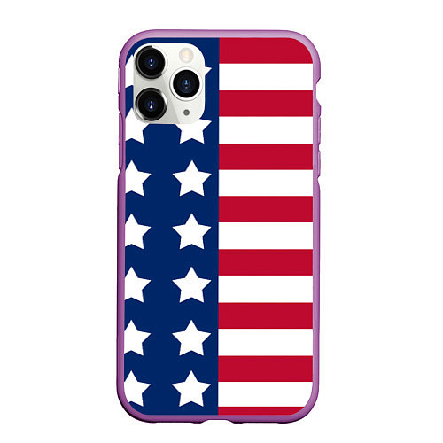 Чехол iPhone 11 Pro матовый USA Flag / 3D-Фиолетовый – фото 1