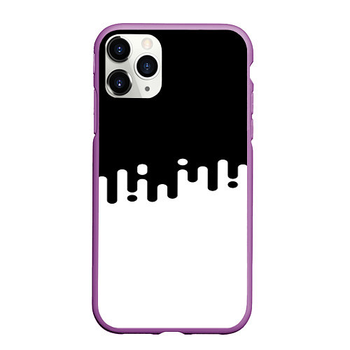 Чехол iPhone 11 Pro матовый Чёрно-белый узор / 3D-Фиолетовый – фото 1