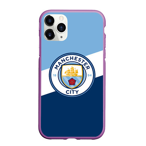 Чехол iPhone 11 Pro матовый FC Manchester City: Colors / 3D-Фиолетовый – фото 1