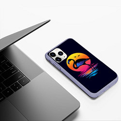Чехол iPhone 11 Pro матовый Фламинго – дитя заката, цвет: 3D-светло-сиреневый — фото 2