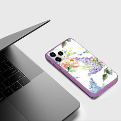Чехол iPhone 11 Pro матовый Сирень и Пионы, цвет: 3D-фиолетовый — фото 2