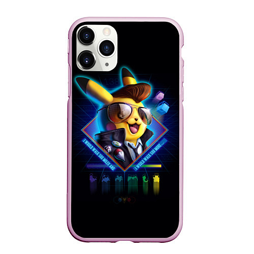 Чехол iPhone 11 Pro матовый Retro Pikachu / 3D-Розовый – фото 1