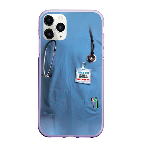 Чехол iPhone 11 Pro матовый Костюм врача / 3D-Светло-сиреневый – фото 1