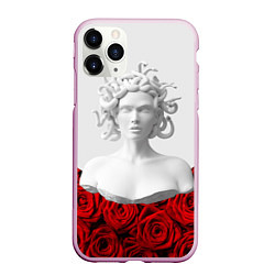 Чехол iPhone 11 Pro матовый Унисекс / Snake roses girl, цвет: 3D-розовый