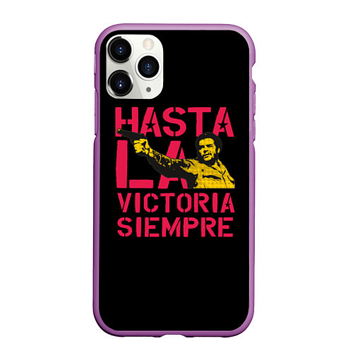 Чехол iPhone 11 Pro матовый Hasta La Victoria Siempre / 3D-Фиолетовый – фото 1