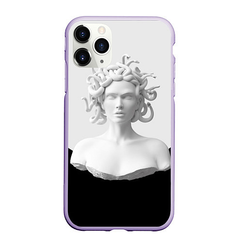 Чехол iPhone 11 Pro матовый Snake girl / 3D-Светло-сиреневый – фото 1