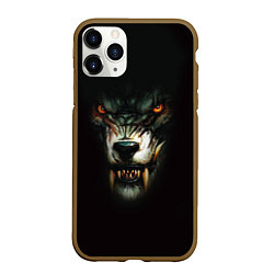 Чехол iPhone 11 Pro матовый Оскал волка, цвет: 3D-коричневый