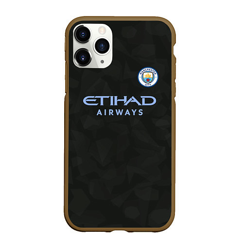Чехол iPhone 11 Pro матовый Man City FC: Black 17/18 / 3D-Коричневый – фото 1