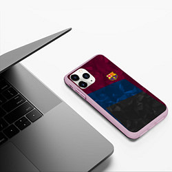 Чехол iPhone 11 Pro матовый FC Barcelona: Dark polygons, цвет: 3D-розовый — фото 2