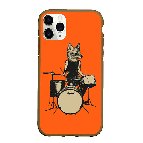 Чехол iPhone 11 Pro матовый Drums Fox / 3D-Коричневый – фото 1