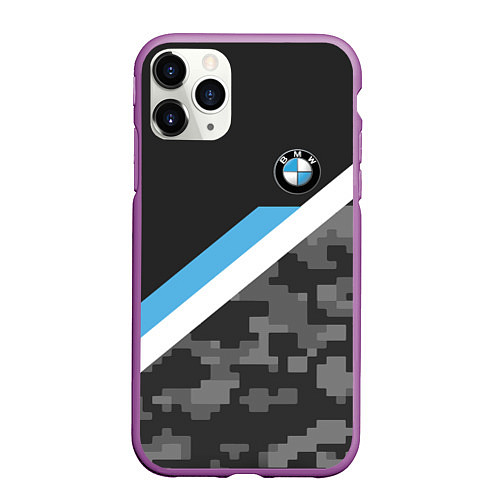 Чехол iPhone 11 Pro матовый BMW: Pixel Military / 3D-Фиолетовый – фото 1