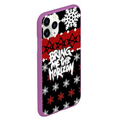 Чехол iPhone 11 Pro матовый Праздничный Bring Me the Horizon, цвет: 3D-фиолетовый — фото 2