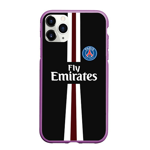 Чехол iPhone 11 Pro матовый PSG FC: Black 2018 / 3D-Фиолетовый – фото 1