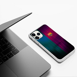 Чехол iPhone 11 Pro матовый Barcelona FC: Abstract 2018, цвет: 3D-белый — фото 2