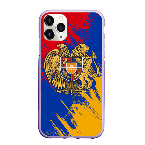 Чехол iPhone 11 Pro матовый Герб и флаг Армении / 3D-Светло-сиреневый – фото 1