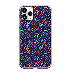 Чехол iPhone 11 Pro матовый Chaos of geometria, цвет: 3D-сиреневый