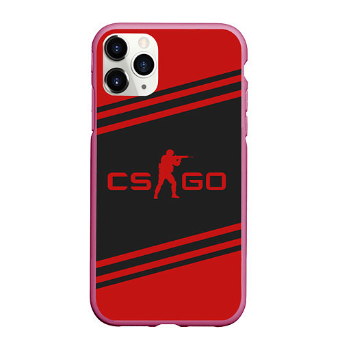 Чехол iPhone 11 Pro матовый CS GO / 3D-Малиновый – фото 1