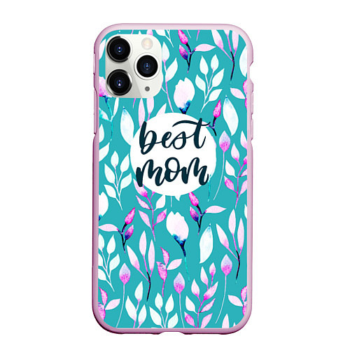 Чехол iPhone 11 Pro матовый Best mom / 3D-Розовый – фото 1