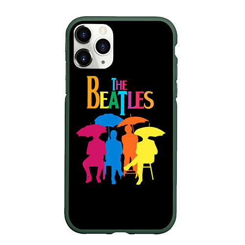 Чехол iPhone 11 Pro матовый The Beatles: Colour Rain / 3D-Темно-зеленый – фото 1