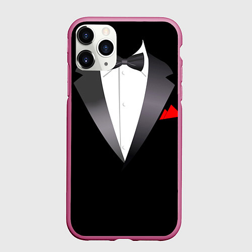 Чехол iPhone 11 Pro матовый Смокинг мистера / 3D-Малиновый – фото 1