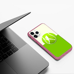 Чехол iPhone 11 Pro матовый Символ теннисиста, цвет: 3D-малиновый — фото 2