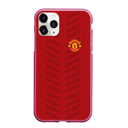 Чехол iPhone 11 Pro матовый Manchester United: Red Lines, цвет: 3D-малиновый