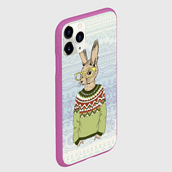 Чехол iPhone 11 Pro матовый Кролик хипстер, цвет: 3D-фиолетовый — фото 2