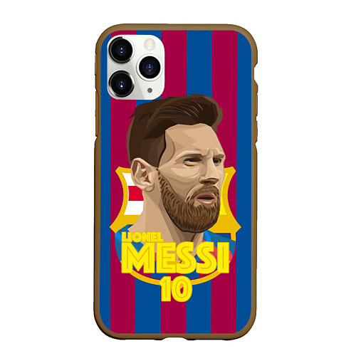 Чехол iPhone 11 Pro матовый FCB Lionel Messi / 3D-Коричневый – фото 1
