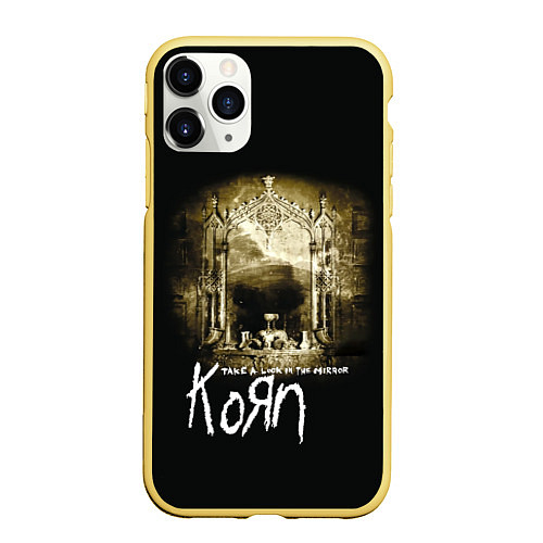 Чехол iPhone 11 Pro матовый Korn take a look in the mirror / 3D-Желтый – фото 1