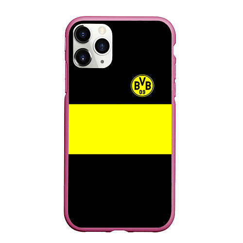 Чехол iPhone 11 Pro матовый Borussia 2018 Black and Yellow / 3D-Малиновый – фото 1