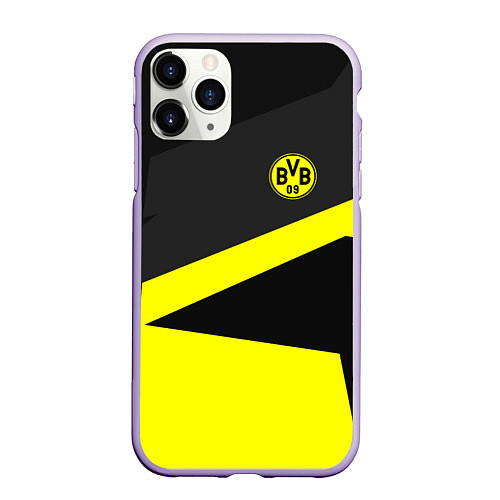 Чехол iPhone 11 Pro матовый FC Borussia: Sport Geometry / 3D-Светло-сиреневый – фото 1