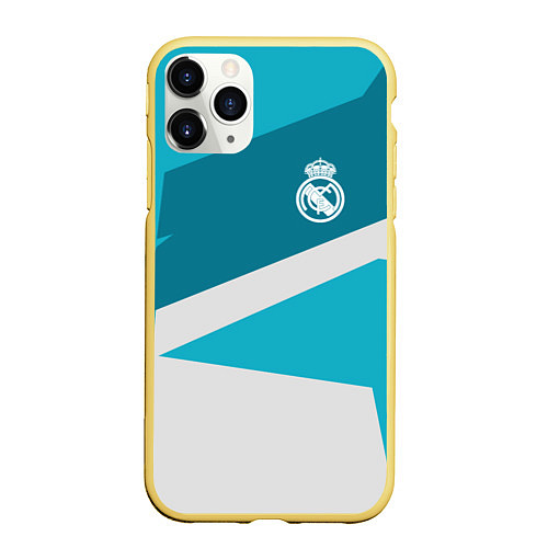 Чехол iPhone 11 Pro матовый FC Real Madrid: Sport Geometry / 3D-Желтый – фото 1