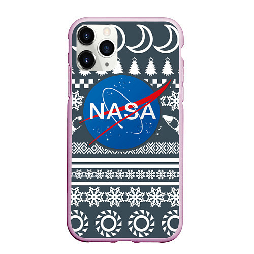 Чехол iPhone 11 Pro матовый NASA: New Year / 3D-Розовый – фото 1