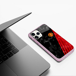 Чехол iPhone 11 Pro матовый FC Manchester United: Abstract, цвет: 3D-розовый — фото 2