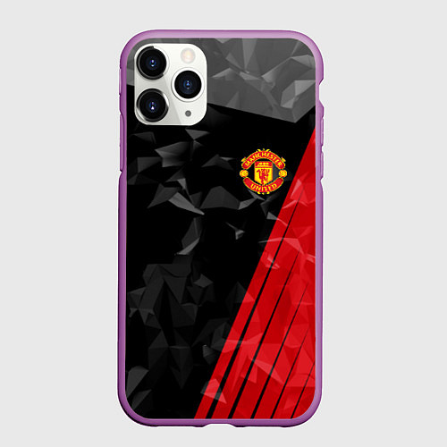 Чехол iPhone 11 Pro матовый FC Manchester United: Abstract / 3D-Фиолетовый – фото 1