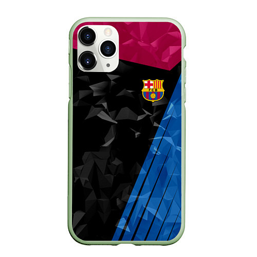 Чехол iPhone 11 Pro матовый FC Barcelona: Abstract / 3D-Салатовый – фото 1