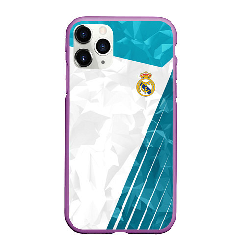 Чехол iPhone 11 Pro матовый FC Real Madrid: Abstract / 3D-Фиолетовый – фото 1