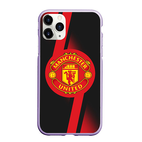 Чехол iPhone 11 Pro матовый FC Manchester United: Storm / 3D-Светло-сиреневый – фото 1